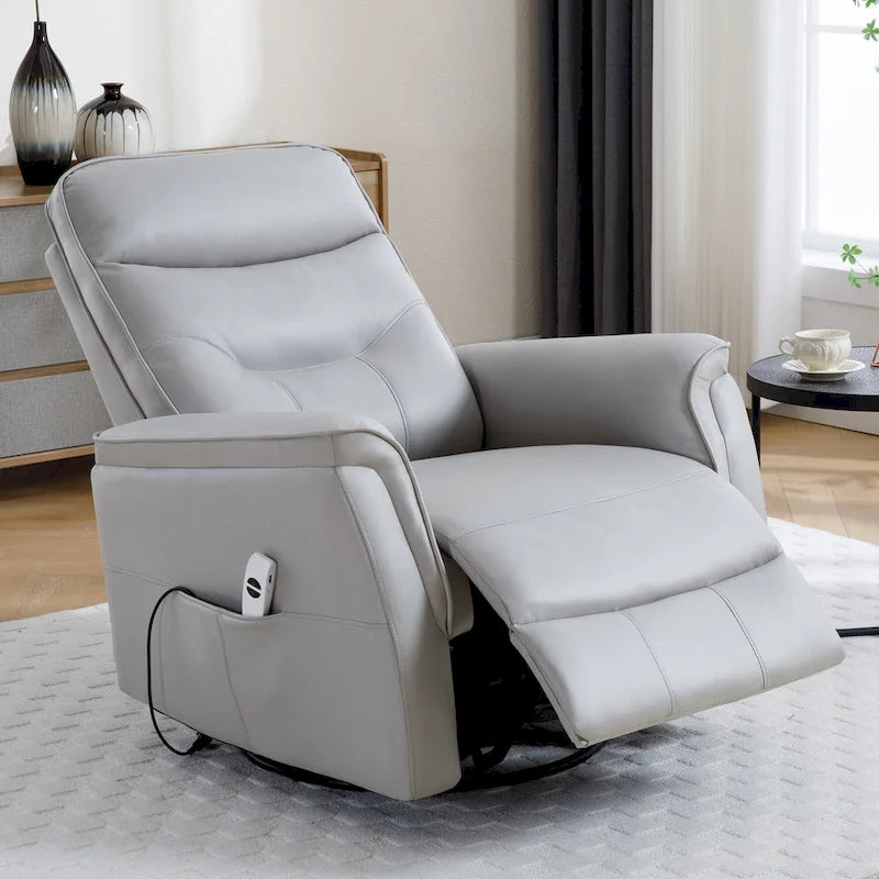 HOMYKA Fauteuil Inclinable Pivotant en Similicuir avec Port USB