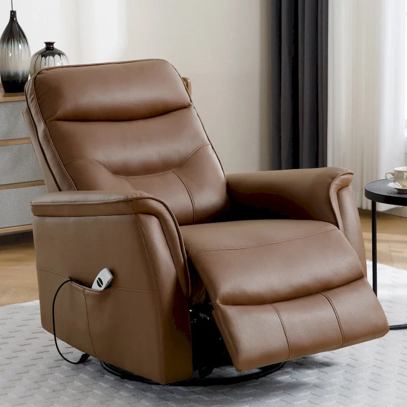 HOMYKA Fauteuil Inclinable Pivotant en Similicuir avec Port USB