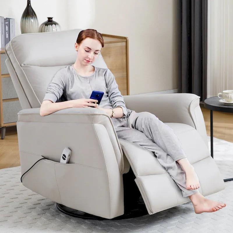 HOMYKA Fauteuil Inclinable Pivotant en Similicuir avec Port USB