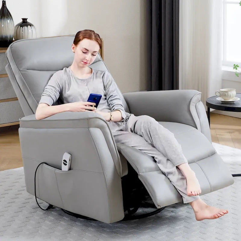 HOMYKA Fauteuil Inclinable Pivotant en Similicuir avec Port USB