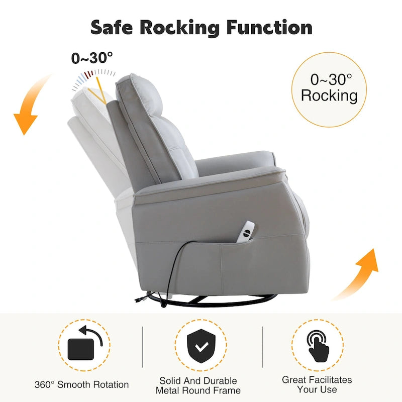 HOMYKA Fauteuil Inclinable Pivotant en Similicuir avec Port USB