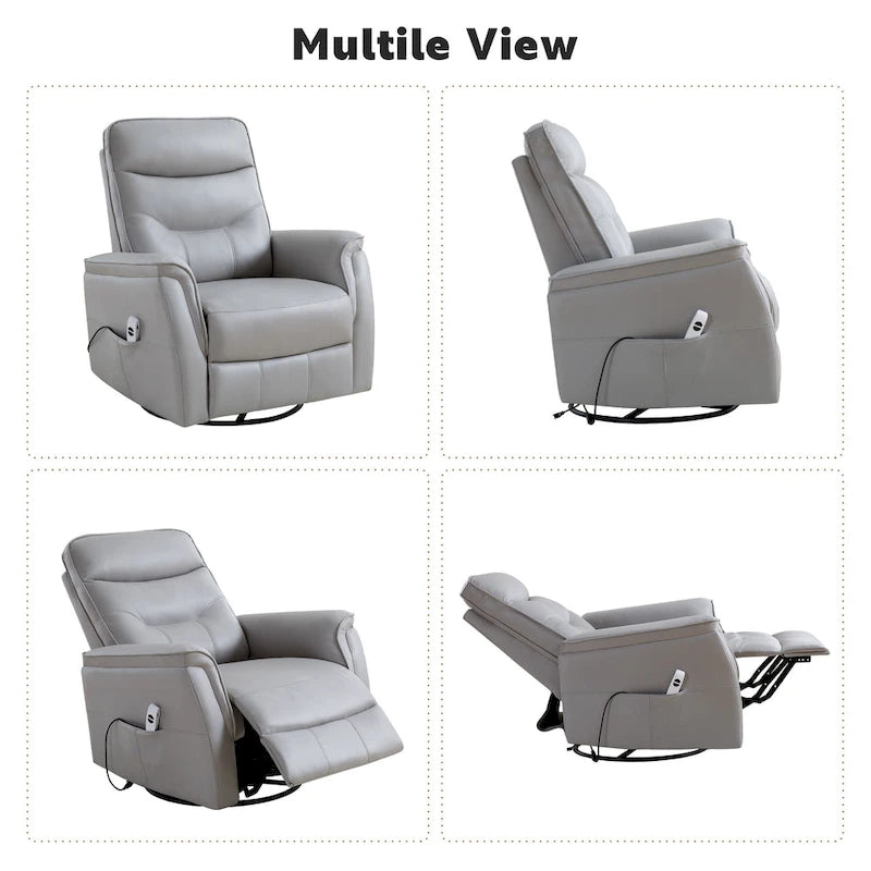 HOMYKA Fauteuil Inclinable Pivotant en Similicuir avec Port USB