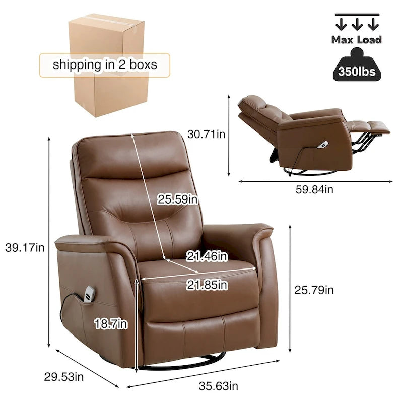 HOMYKA Fauteuil Inclinable Pivotant en Similicuir avec Port USB