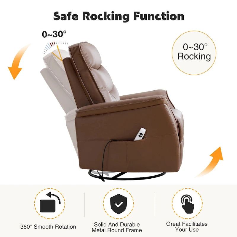 HOMYKA Fauteuil Inclinable Pivotant en Similicuir avec Port USB