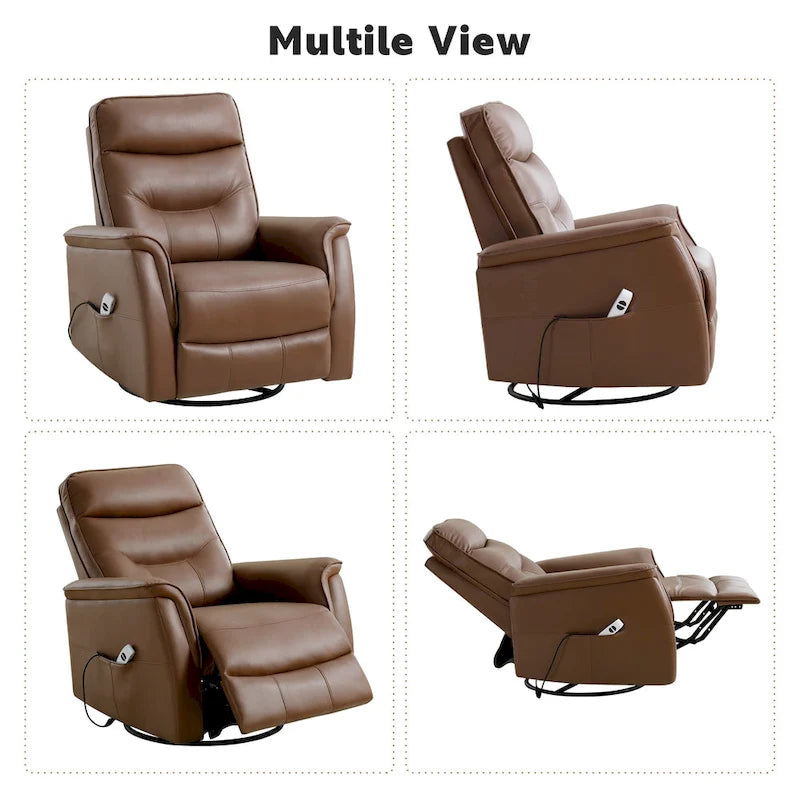 HOMYKA Fauteuil Inclinable Pivotant en Similicuir avec Port USB