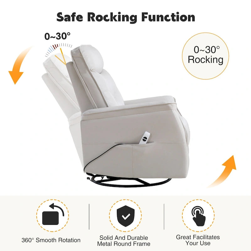 HOMYKA Fauteuil Inclinable Pivotant en Similicuir avec Port USB