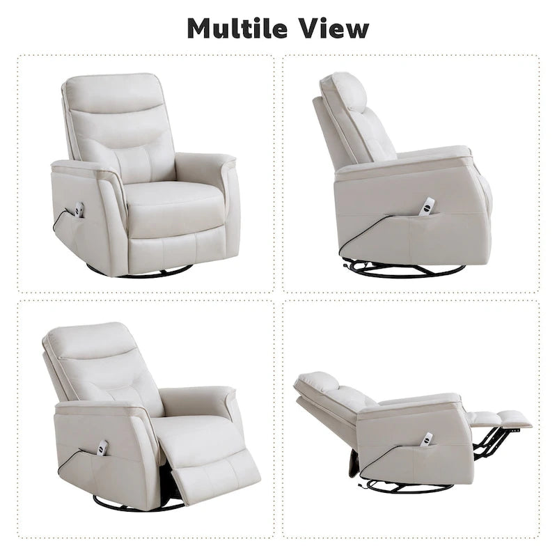 HOMYKA Fauteuil Inclinable Pivotant en Similicuir avec Port USB