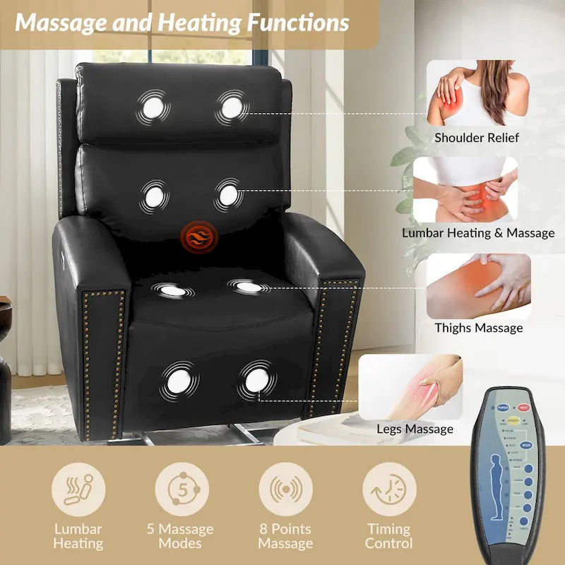 Fauteuil inclinable releveur massant et chauffant Power Modern avec ports de chargement par HULALA HOME