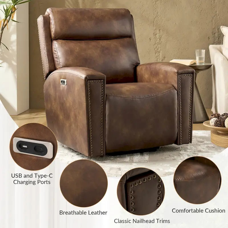 Fauteuil inclinable releveur massant et chauffant Power Modern avec ports de chargement par HULALA HOME