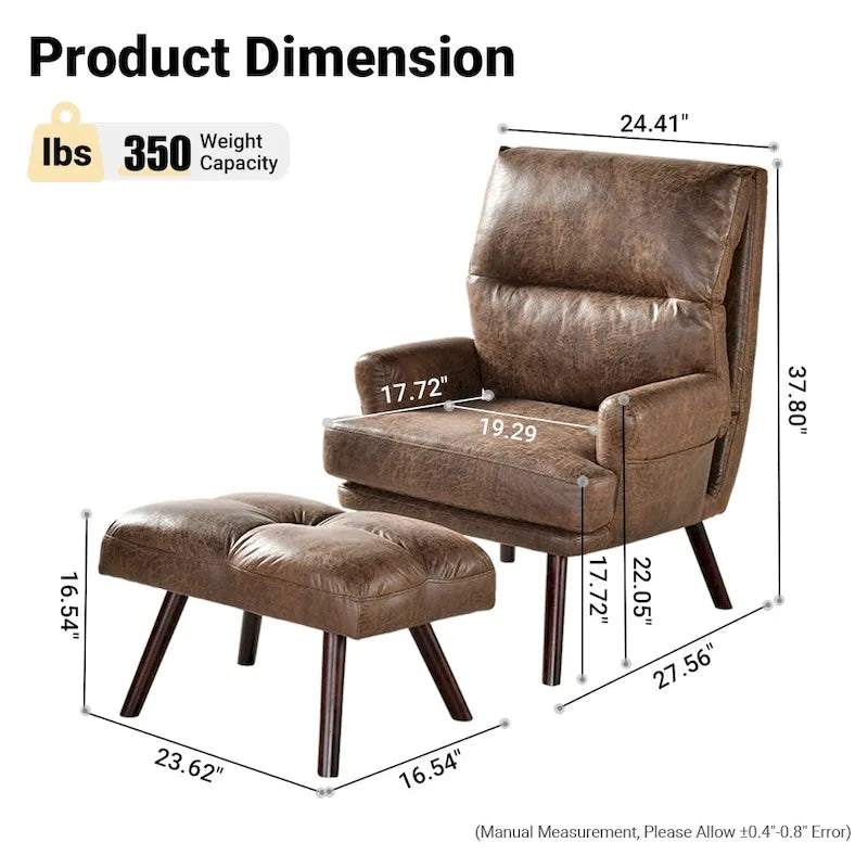Chaise longue inclinable réglable OVIOS avec ottoman