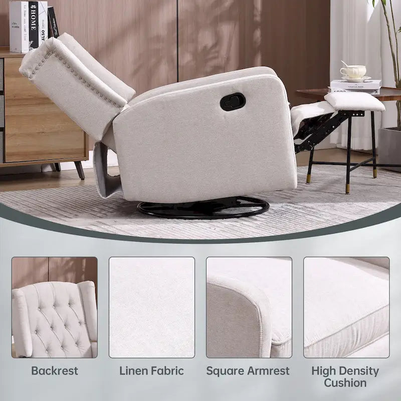 Fauteuil inclinable berçant pivotant à 360 degrés HOMEFUN pour chambre à coucher, salon