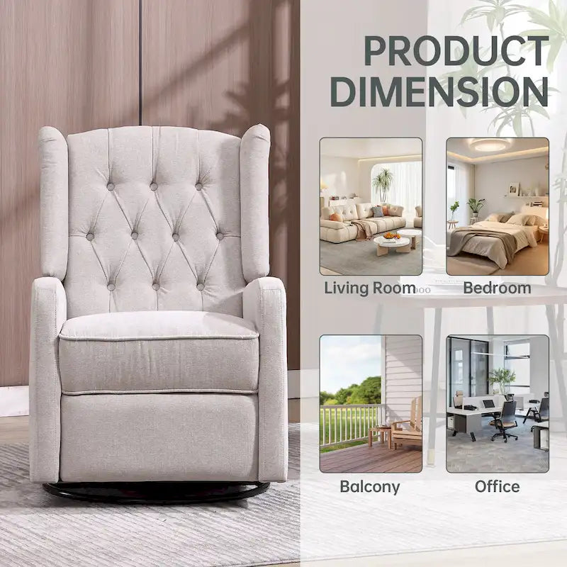 Fauteuil inclinable berçant pivotant à 360 degrés HOMEFUN pour chambre à coucher, salon