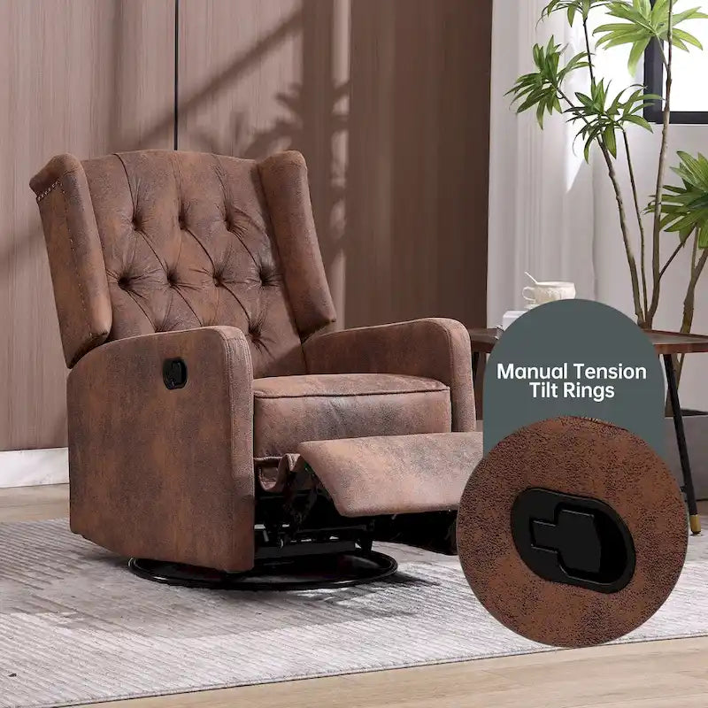 Fauteuil inclinable berçant pivotant à 360 degrés HOMEFUN pour chambre à coucher, salon
