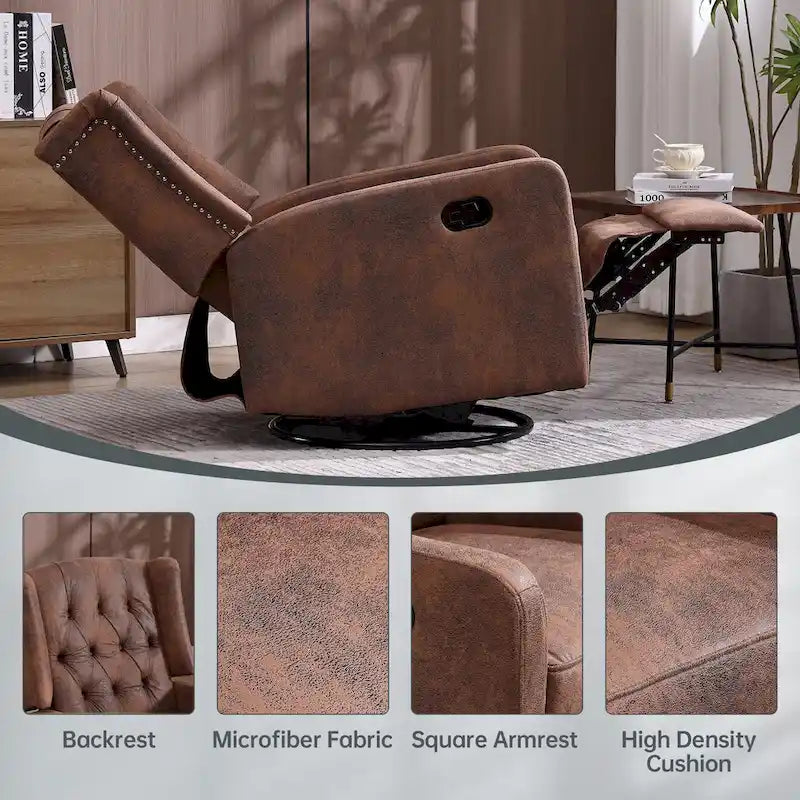 Fauteuil inclinable berçant pivotant à 360 degrés HOMEFUN pour chambre à coucher, salon