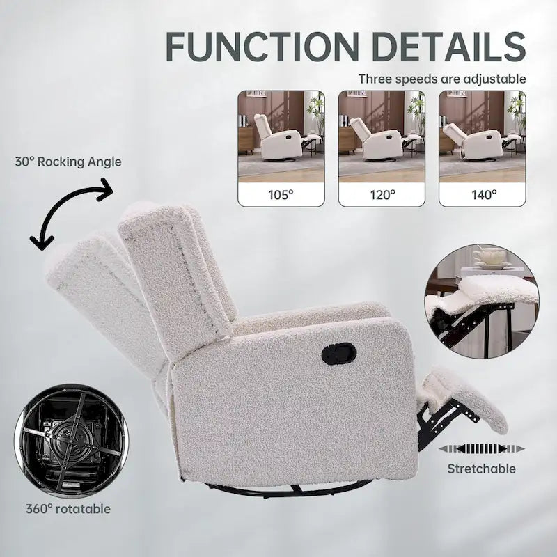 Fauteuil inclinable berçant pivotant à 360 degrés HOMEFUN pour chambre à coucher, salon