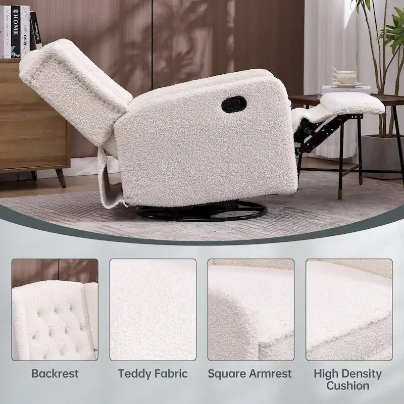 Fauteuil inclinable berçant pivotant à 360 degrés HOMEFUN pour chambre à coucher, salon