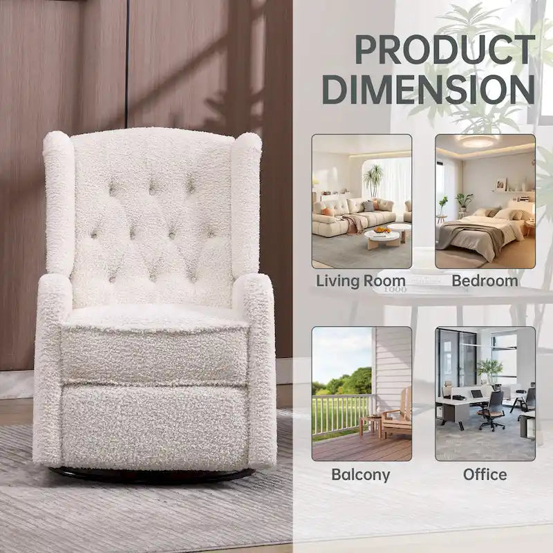 Fauteuil inclinable berçant pivotant à 360 degrés HOMEFUN pour chambre à coucher, salon