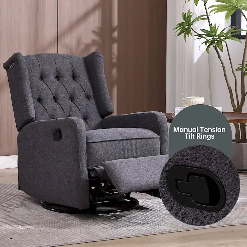 Fauteuil inclinable berçant pivotant à 360 degrés HOMEFUN pour chambre à coucher, salon