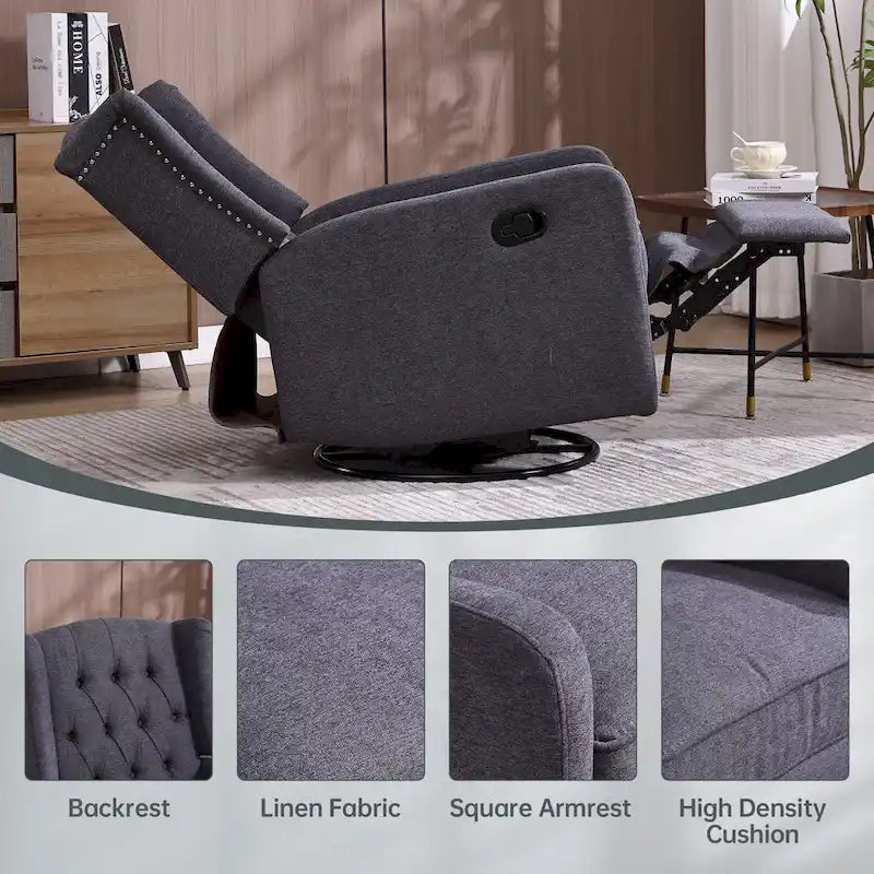 Fauteuil inclinable berçant pivotant à 360 degrés HOMEFUN pour chambre à coucher, salon