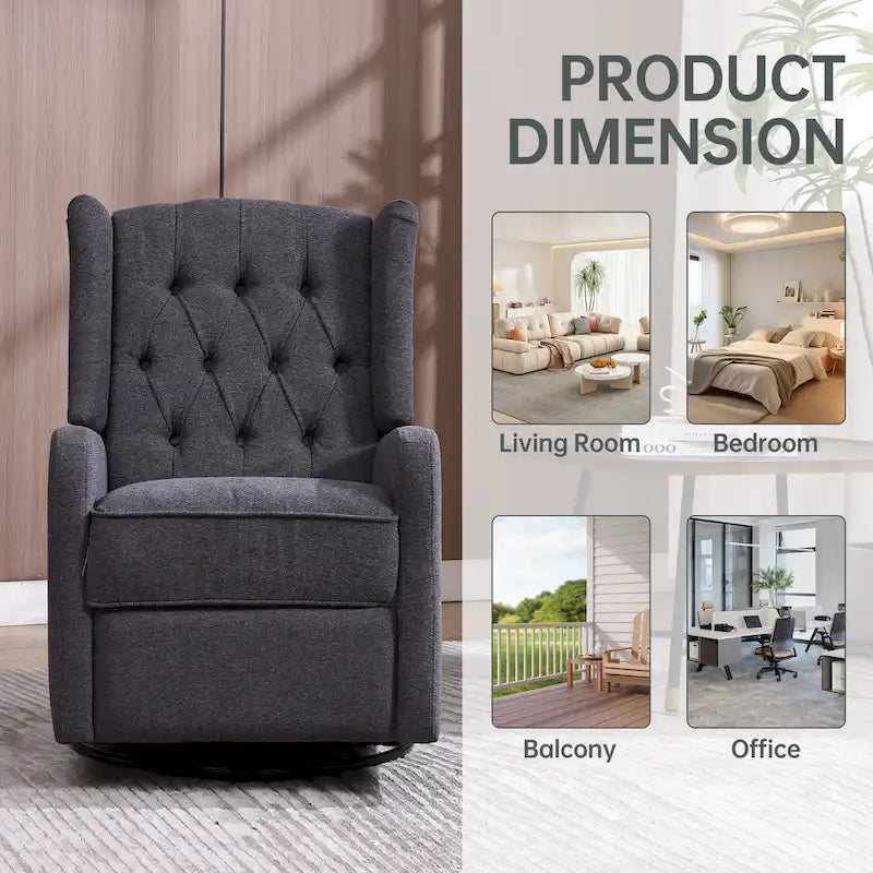 Fauteuil inclinable berçant pivotant à 360 degrés HOMEFUN pour chambre à coucher, salon